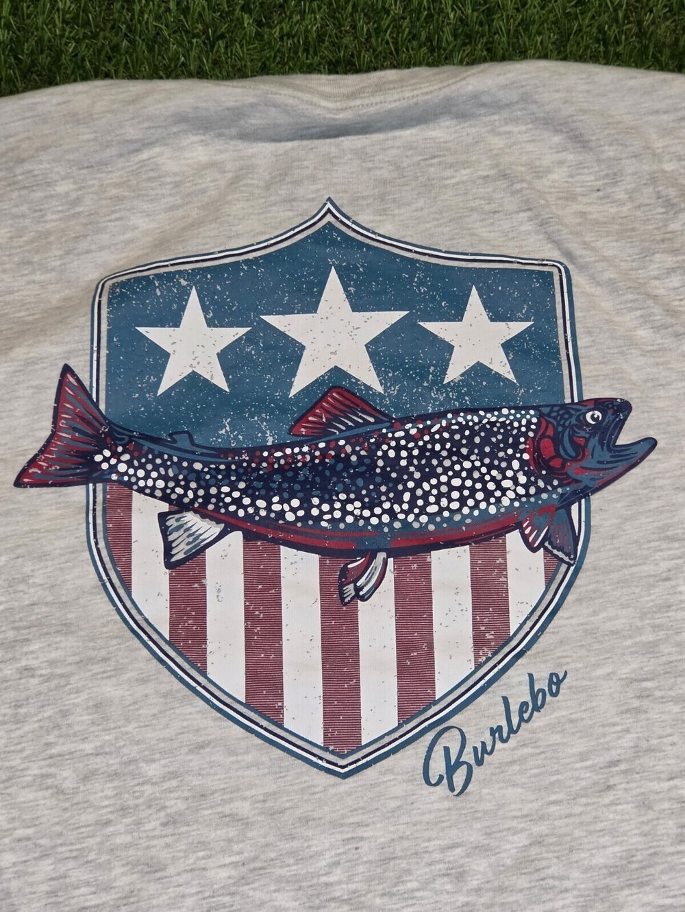 Burlebo XL Gray T-Shirt with Fish and Stars Graphic